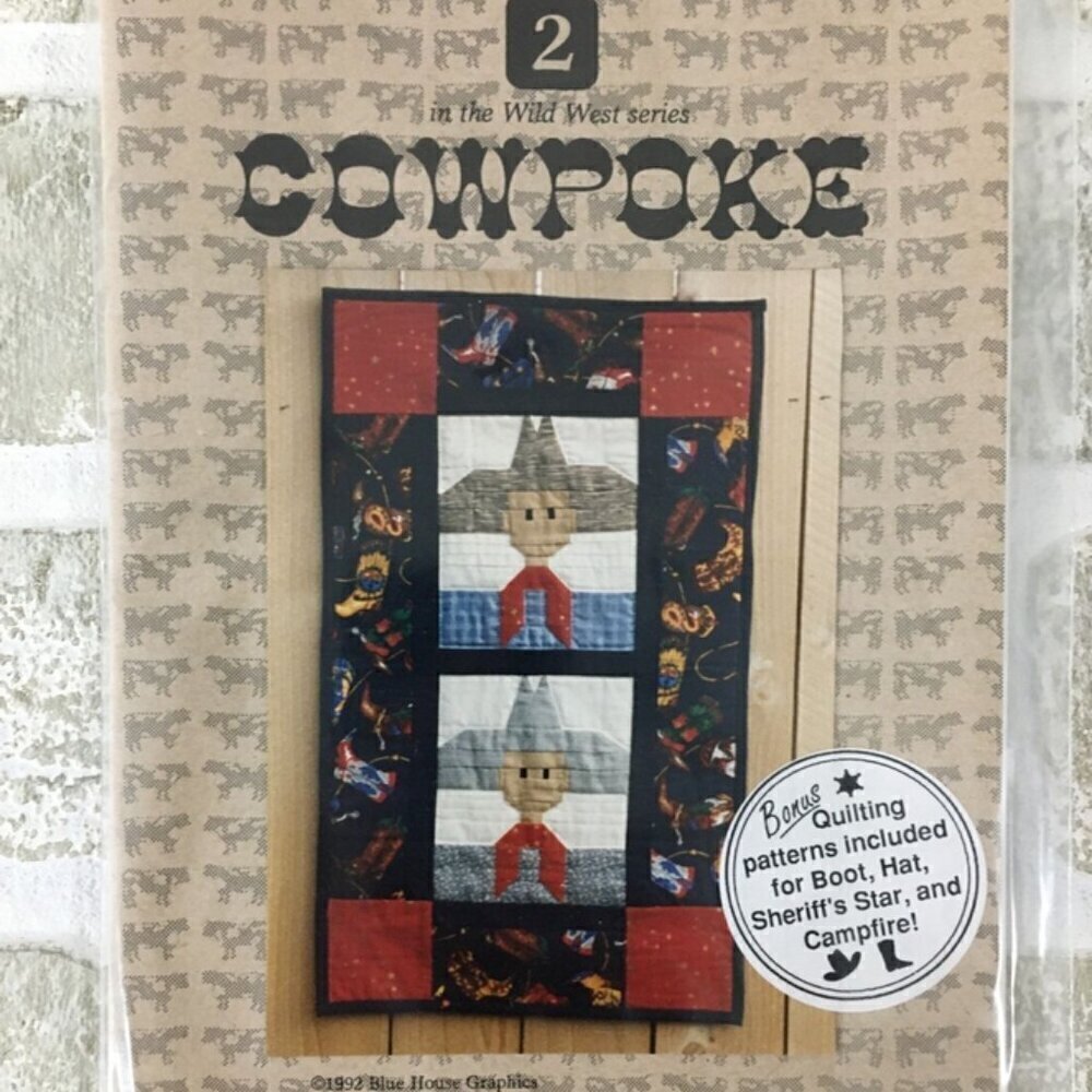 Vintage Cowpoke 1992 Blue House Graphics Quilting Pattern Book Instructions